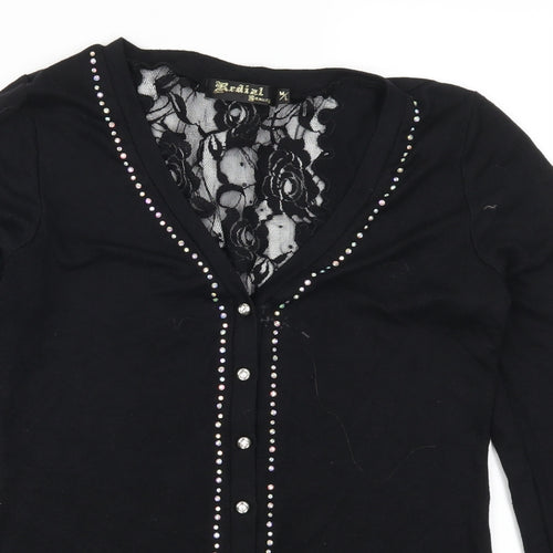 Redail Womens Black  Lace Cardigan Jumper Size M