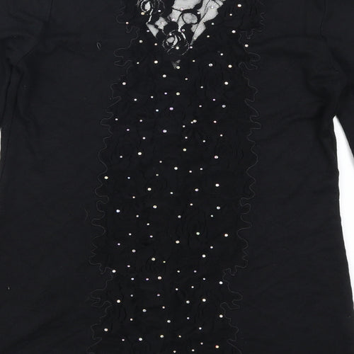 Redail Womens Black  Lace Cardigan Jumper Size M