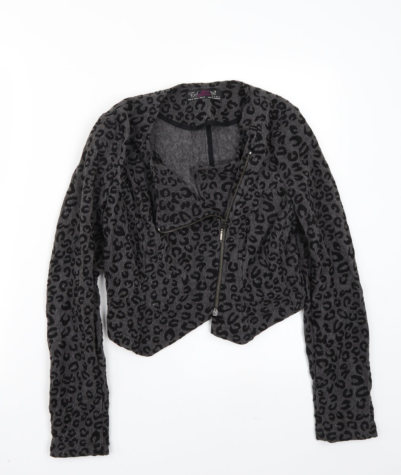 Zara Womens Grey Animal Print  Jacket Coat Size M