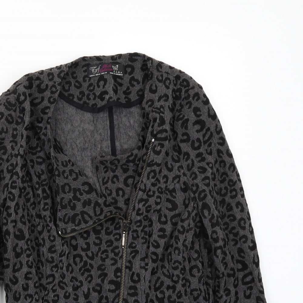 Zara Womens Grey Animal Print  Jacket Coat Size M