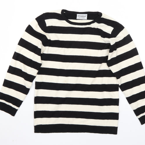 Primark Womens Black Striped  Basic T-Shirt Size 8