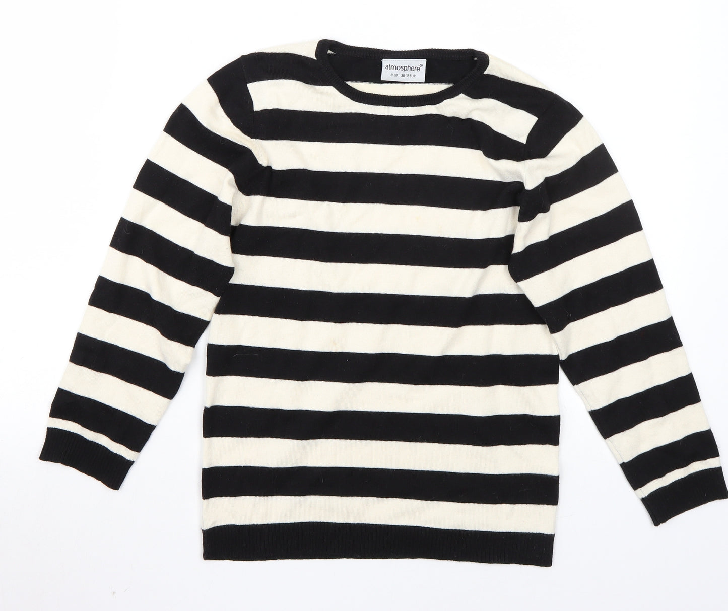 Primark Womens Black Striped  Basic T-Shirt Size 8