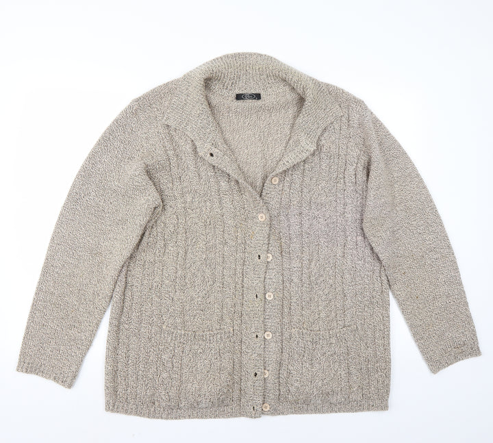 BM Womens Beige   Cardigan Jumper Size L