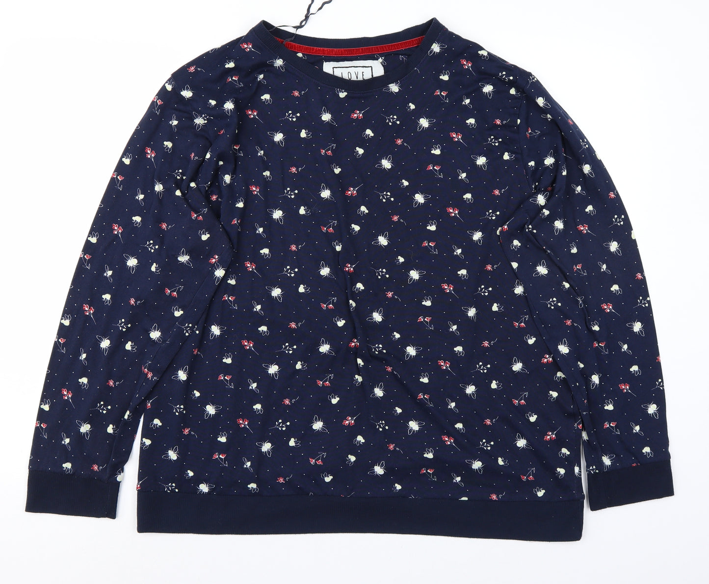 Love To Dream Womens Blue Floral  Pullover Jumper Size 16