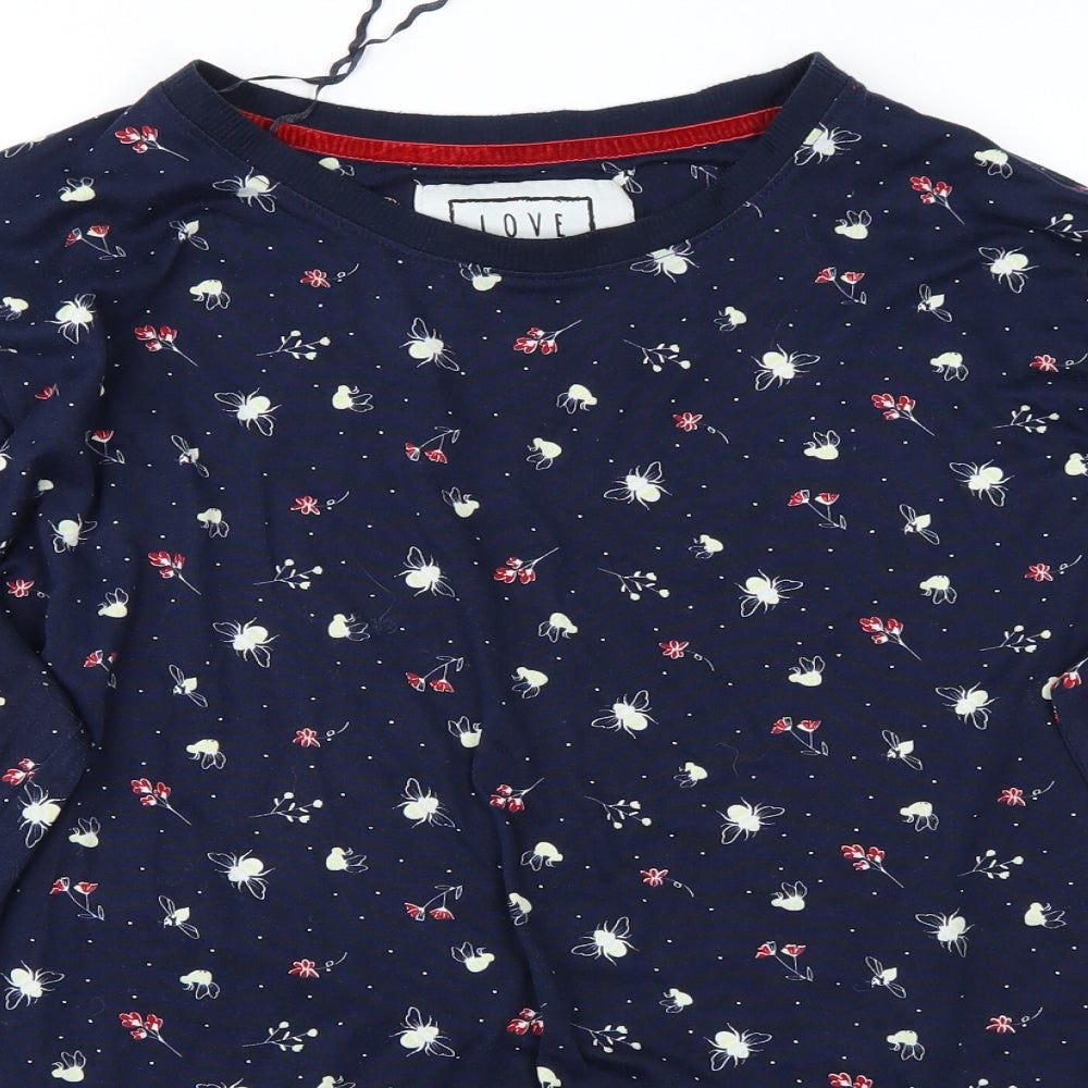 Love To Dream Womens Blue Floral  Pullover Jumper Size 16