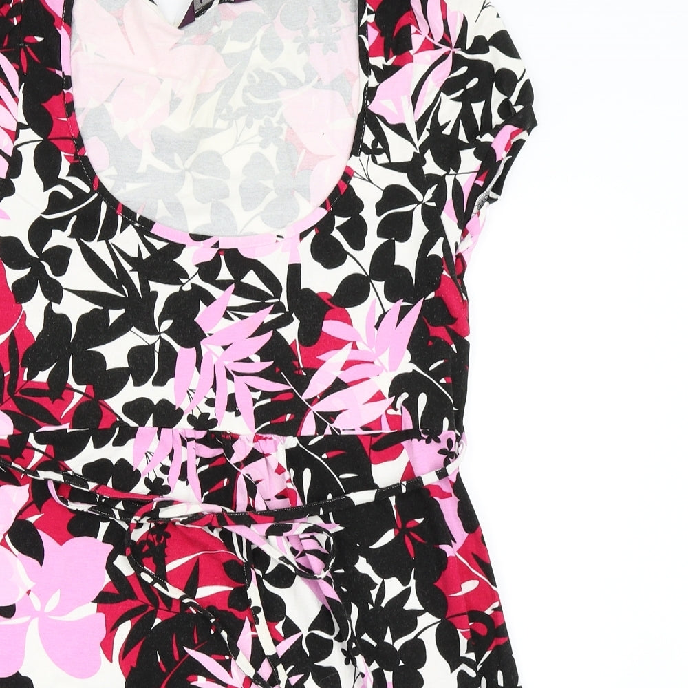 TRUE Womens White Floral  Tunic T-Shirt Size 16