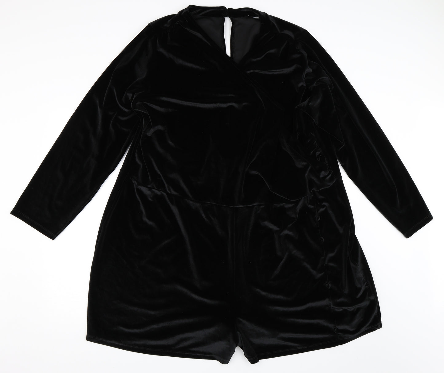 ASOS Womens Black  Velour Playsuit One-Piece Size 28