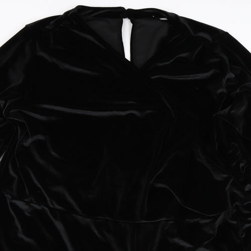 ASOS Womens Black  Velour Playsuit One-Piece Size 28