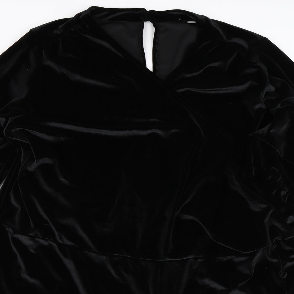 ASOS Womens Black  Velour Playsuit One-Piece Size 28