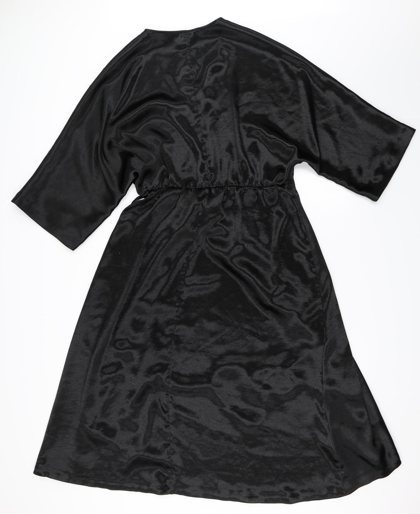 Monki Womens Black  Satin Wrap Dress  Size M