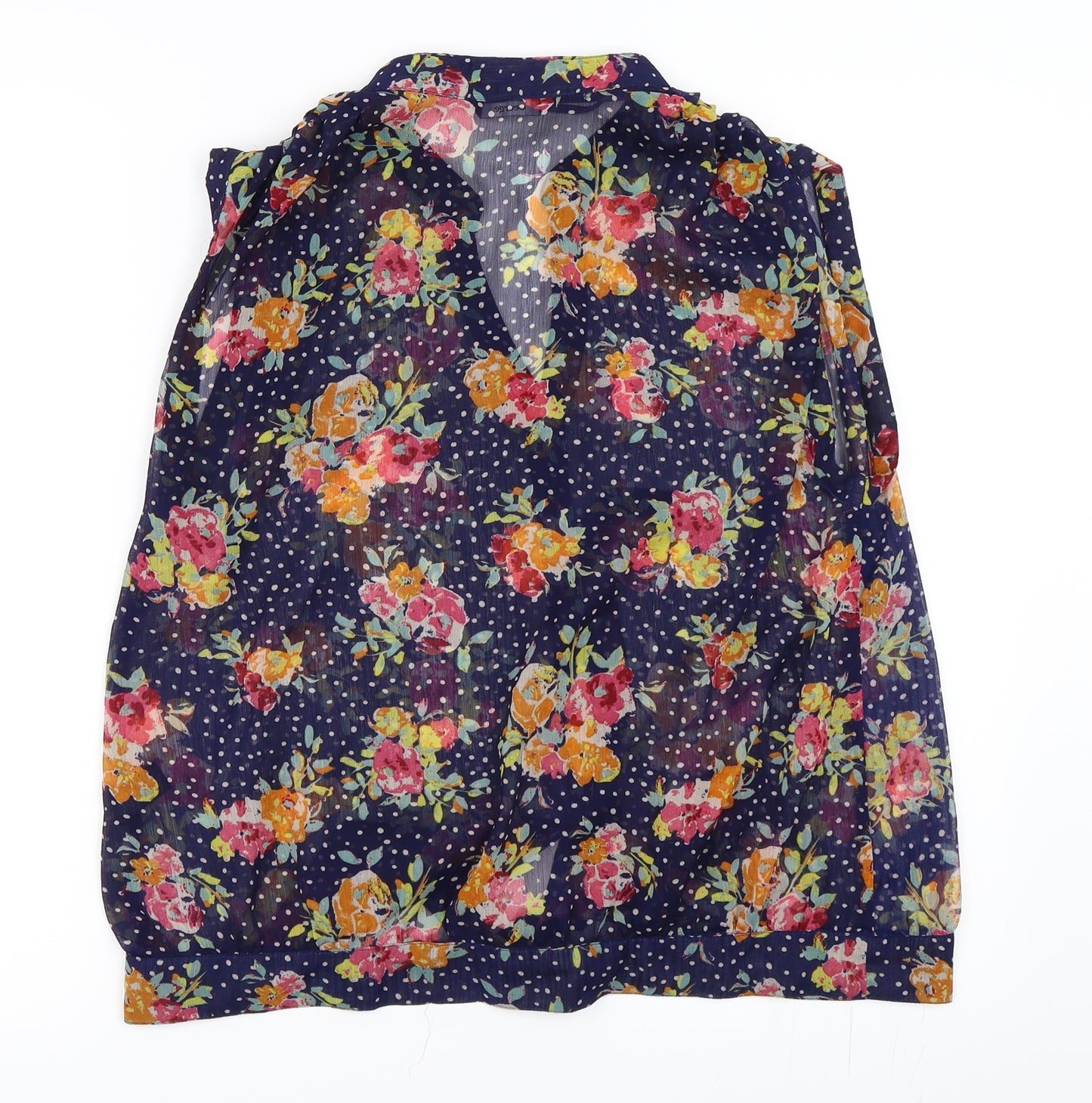 George Womens Blue Floral  Basic Button-Up Size 14