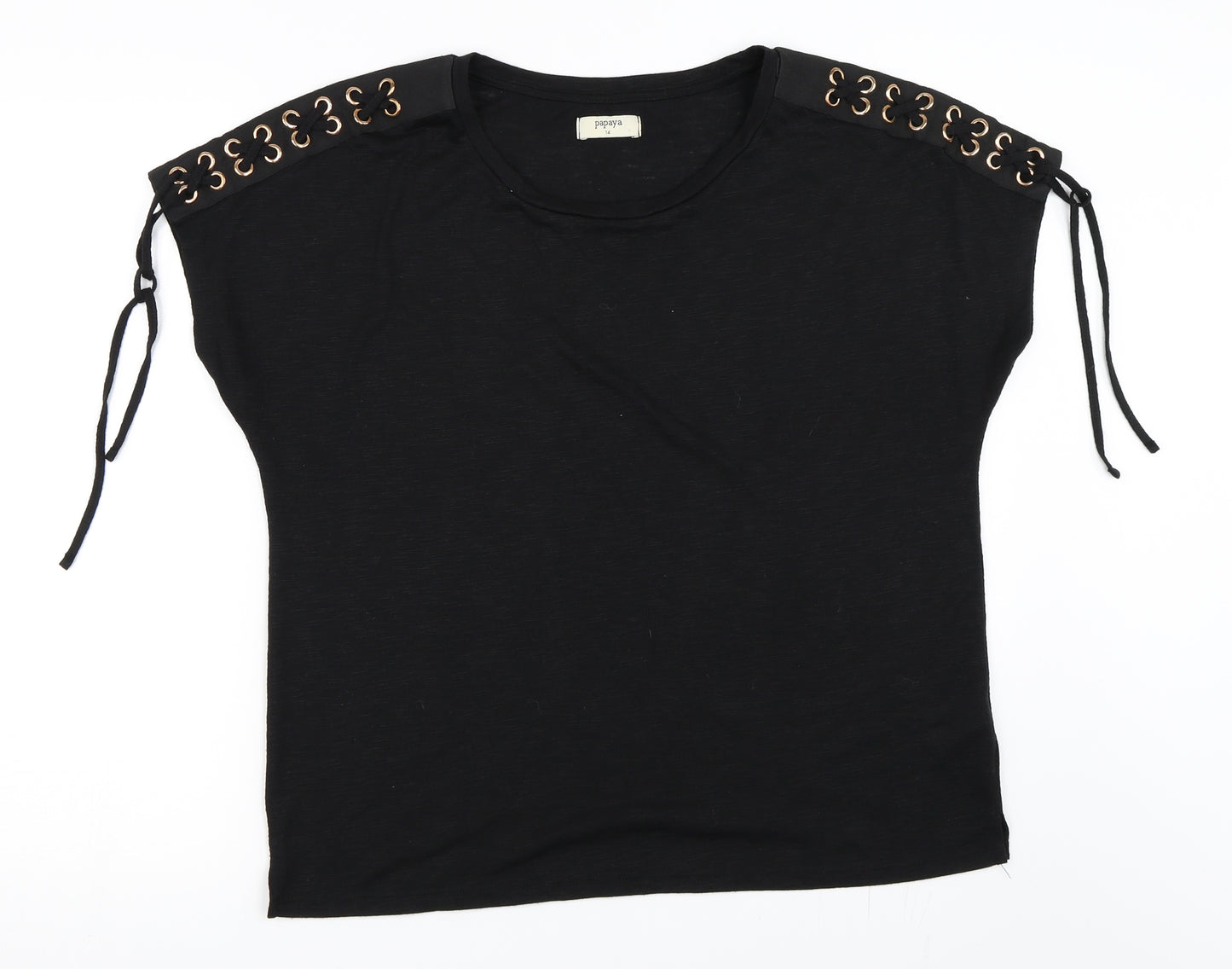 Papaya Womens Black   Basic T-Shirt Size 14