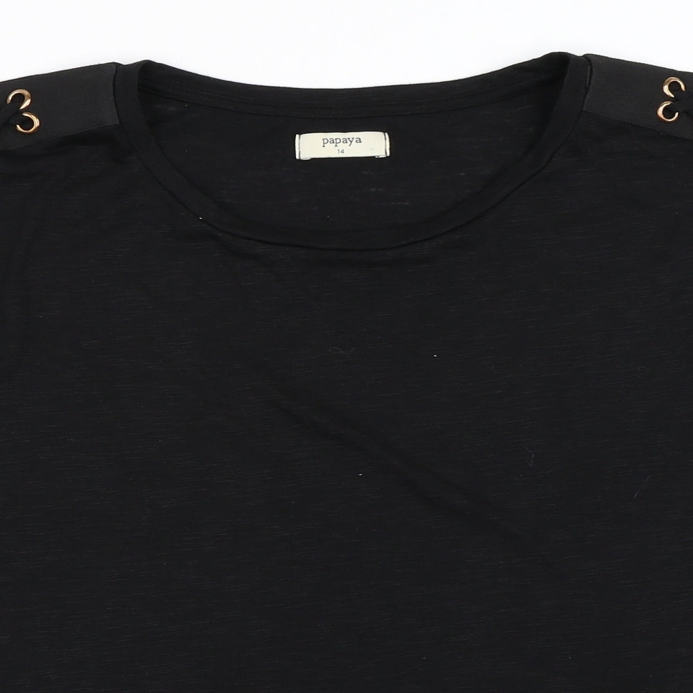 Papaya Womens Black   Basic T-Shirt Size 14