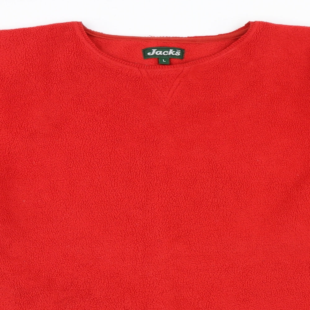 Jacks Mens Red  Fleece Pullover Jumper Size L