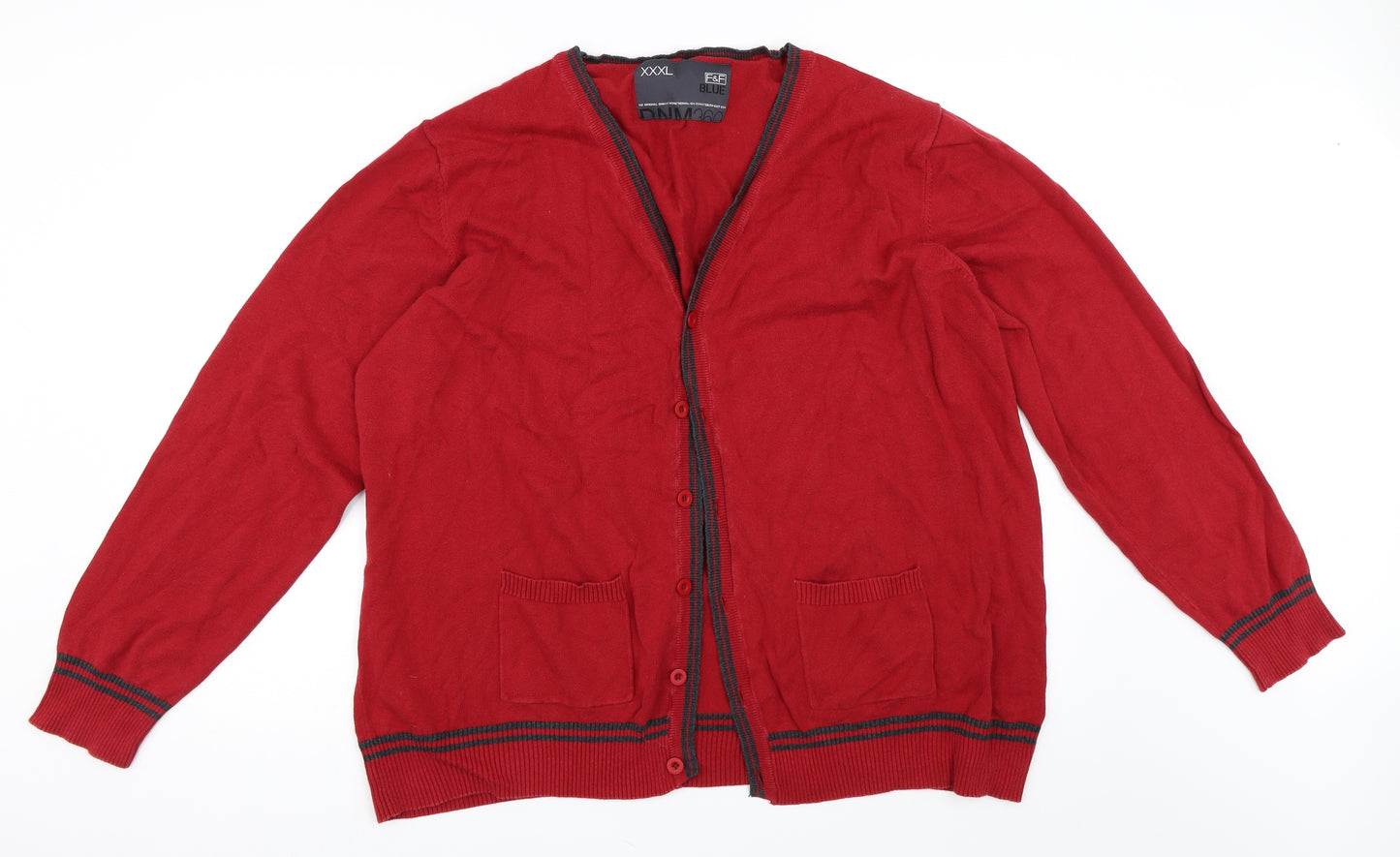 F&F Mens Red   Cardigan Jumper Size 3XL