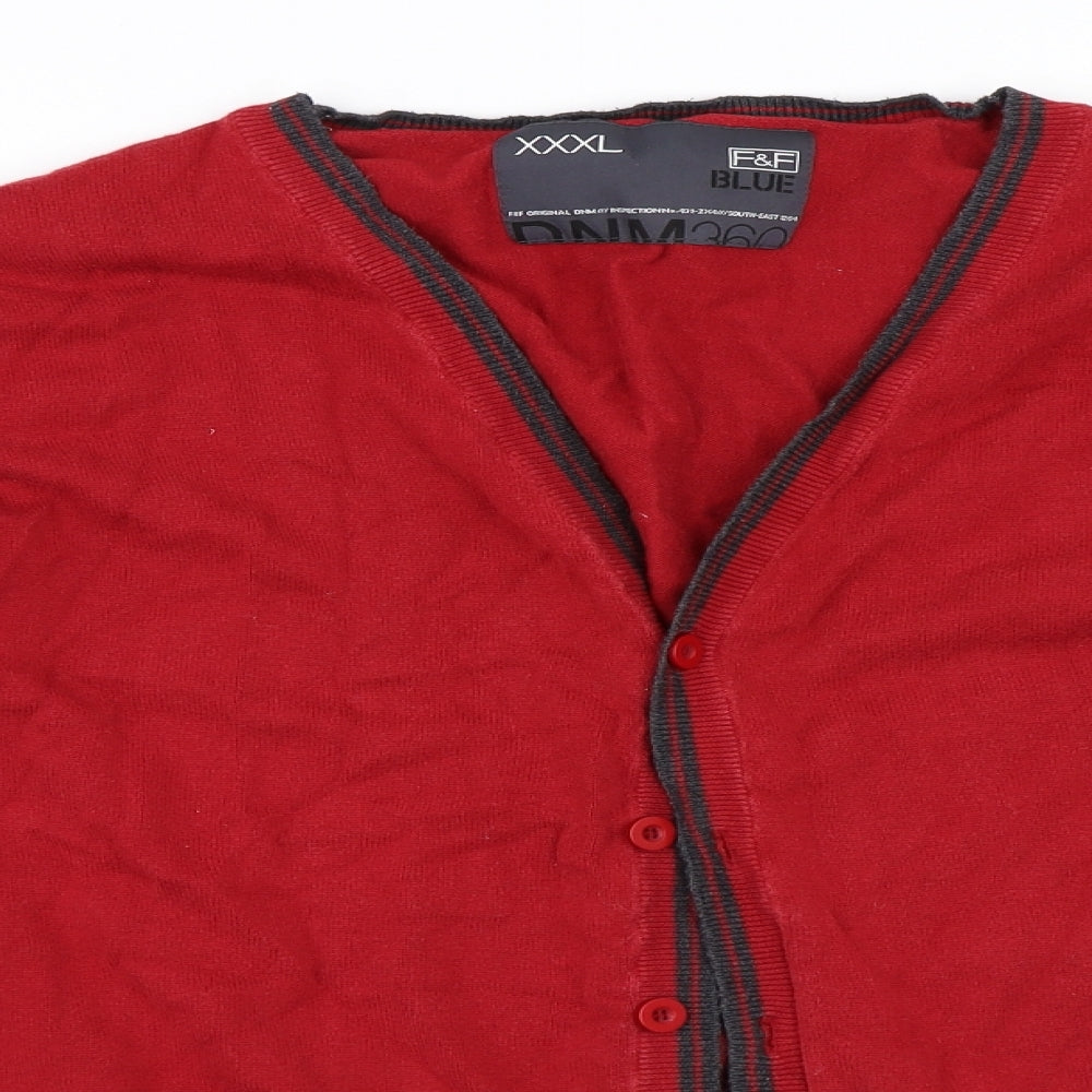 F&F Mens Red   Cardigan Jumper Size 3XL