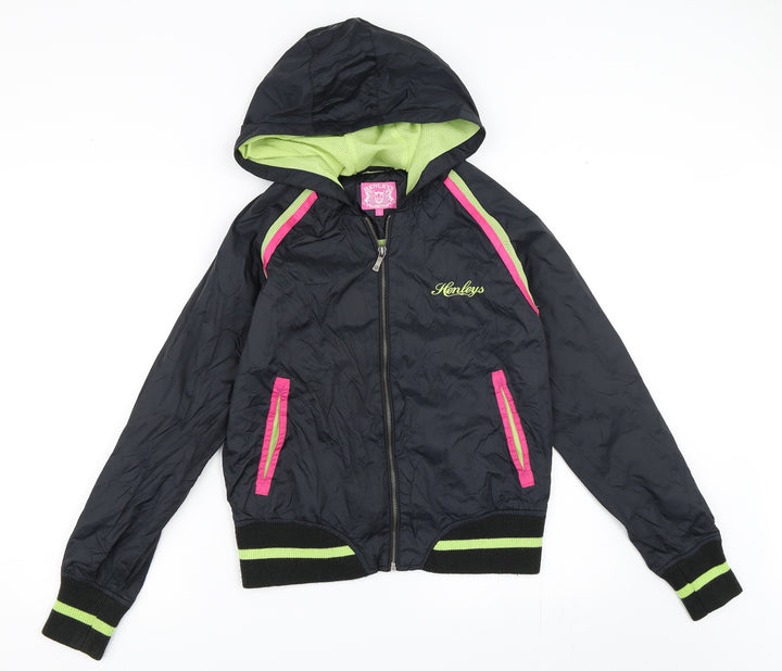 Henleys Womens Black Windbreaker Coat Size S