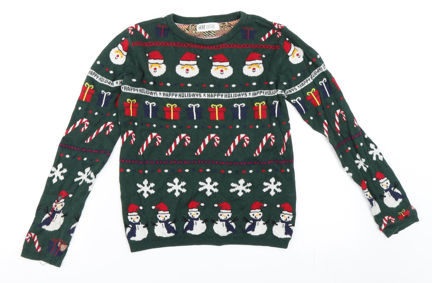 H&M Boys Green   Pullover Jumper Size 7-8 Years  - Christmas jumper