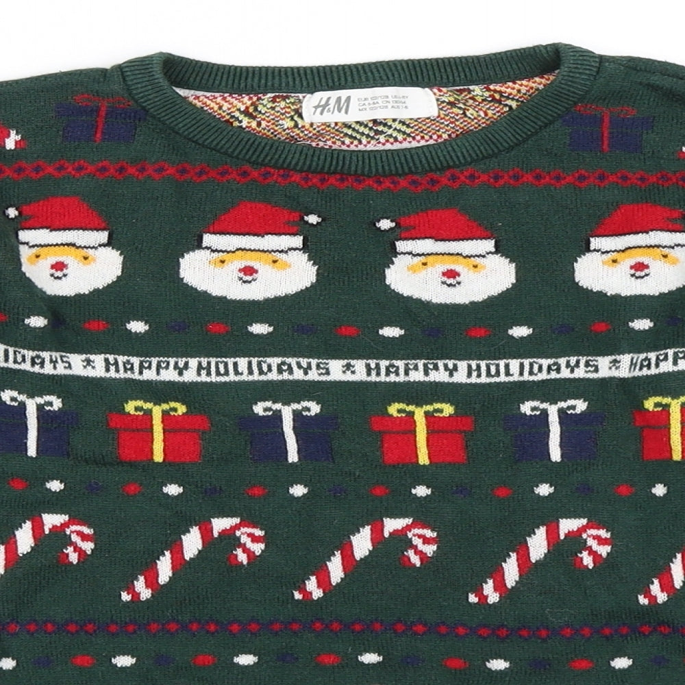 H&M Boys Green   Pullover Jumper Size 7-8 Years  - Christmas jumper