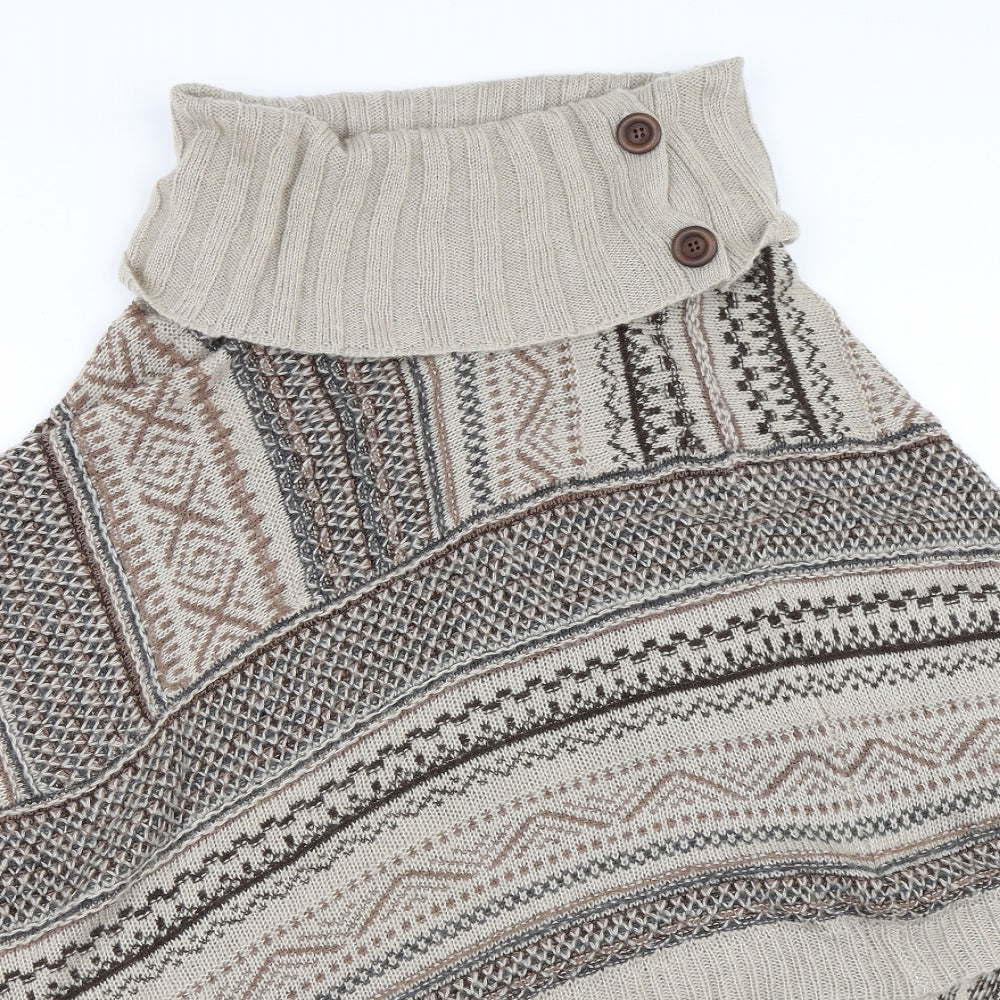 Fransa Womens Beige   Cape Jumper Size M  - poncho
