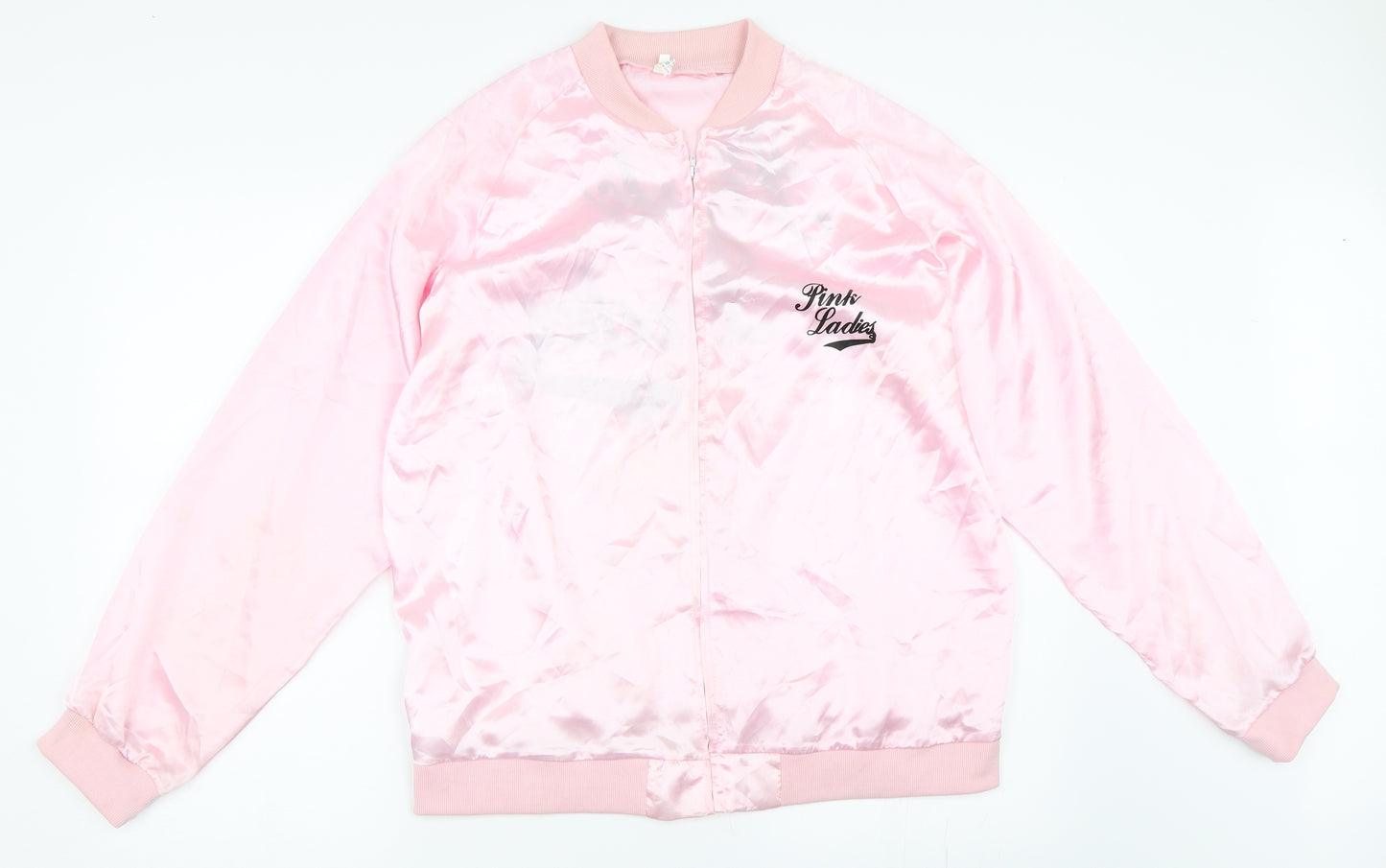 Preworn Womens Pink  Satin Bomber Jacket Jacket Size XL  - Pink Ladies