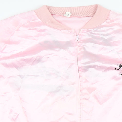 Preworn Womens Pink  Satin Bomber Jacket Jacket Size XL  - Pink Ladies