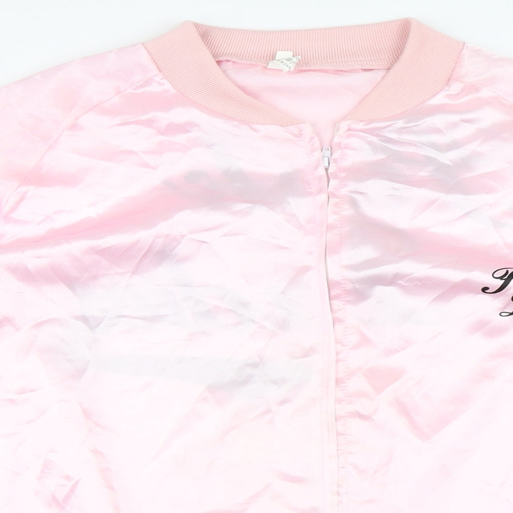 Preworn Womens Pink  Satin Bomber Jacket Jacket Size XL  - Pink Ladies