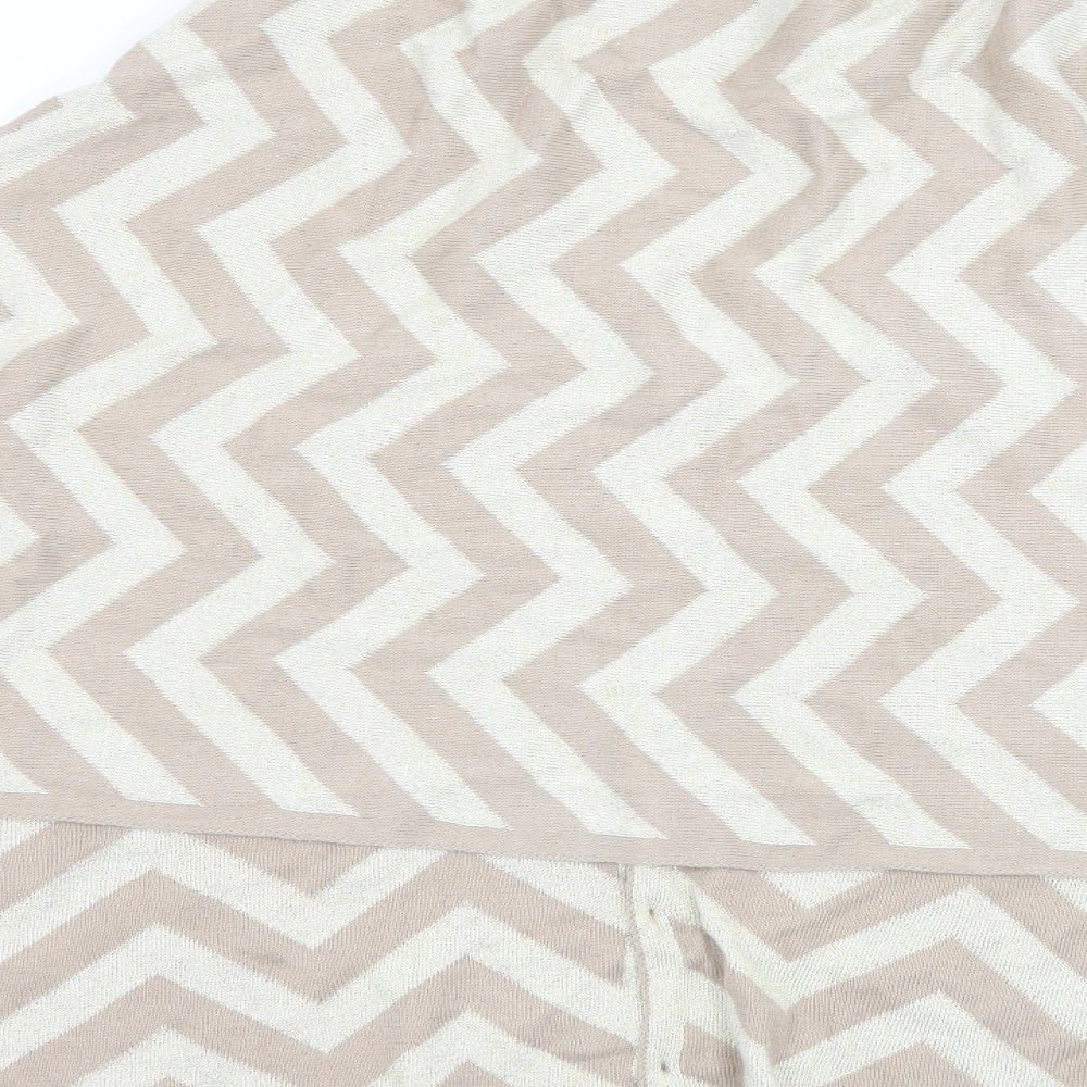 Preworn Womens Beige Striped Knit Pullover Jumper One Size  - Poncho