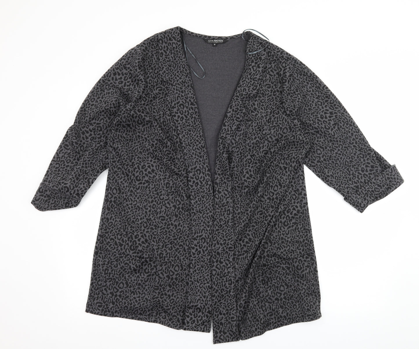 Anya Madsen Womens Grey Animal Print Jersey Jacket Blazer Size 18