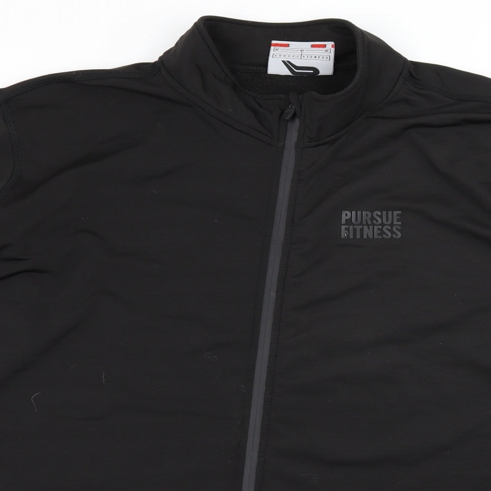 Pursue Fitness Mens Black  Jersey Full Zip Sweatshirt Size XL