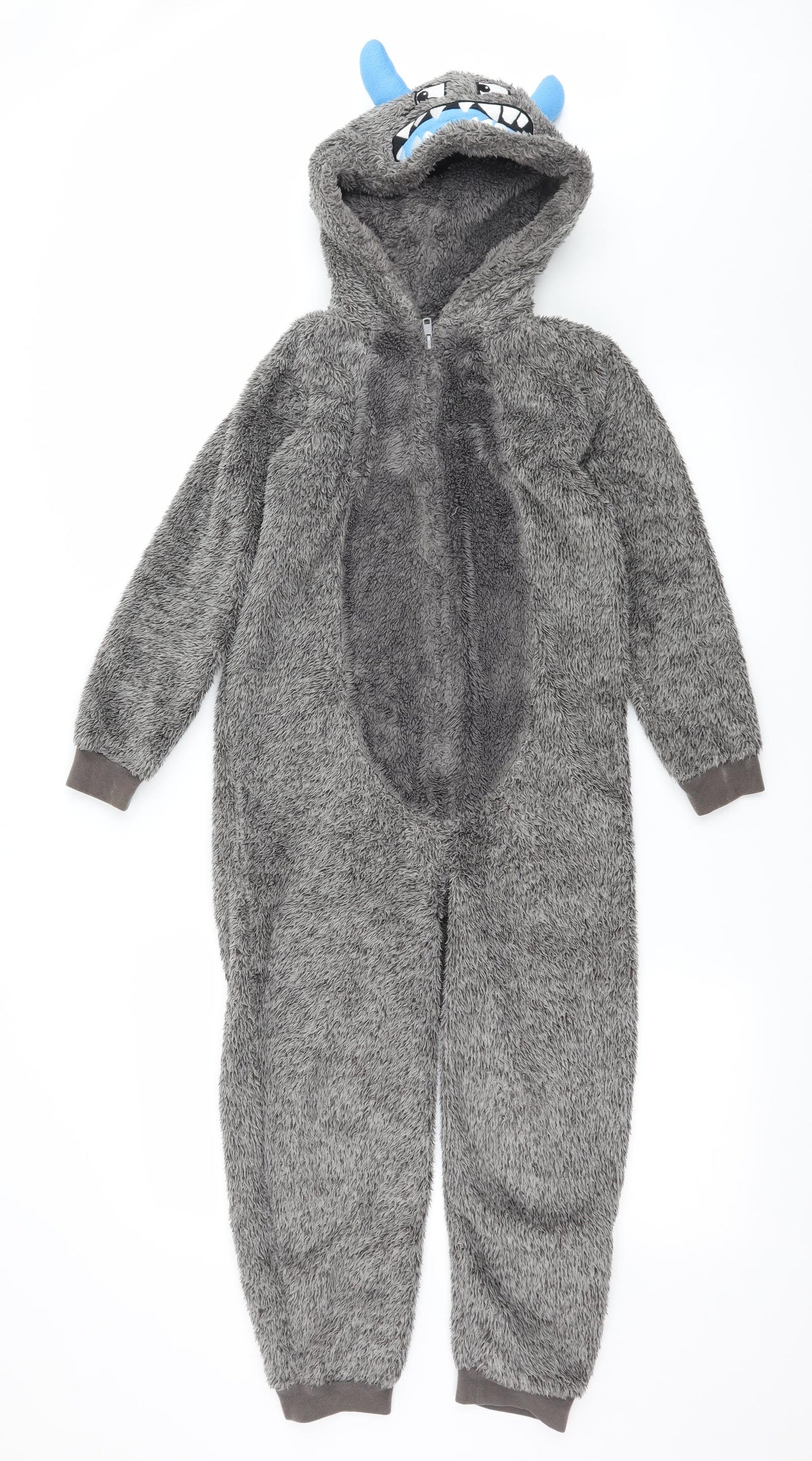 George Boys Grey Solid Microfibre  One Piece Size 8-9 Years  - Monster