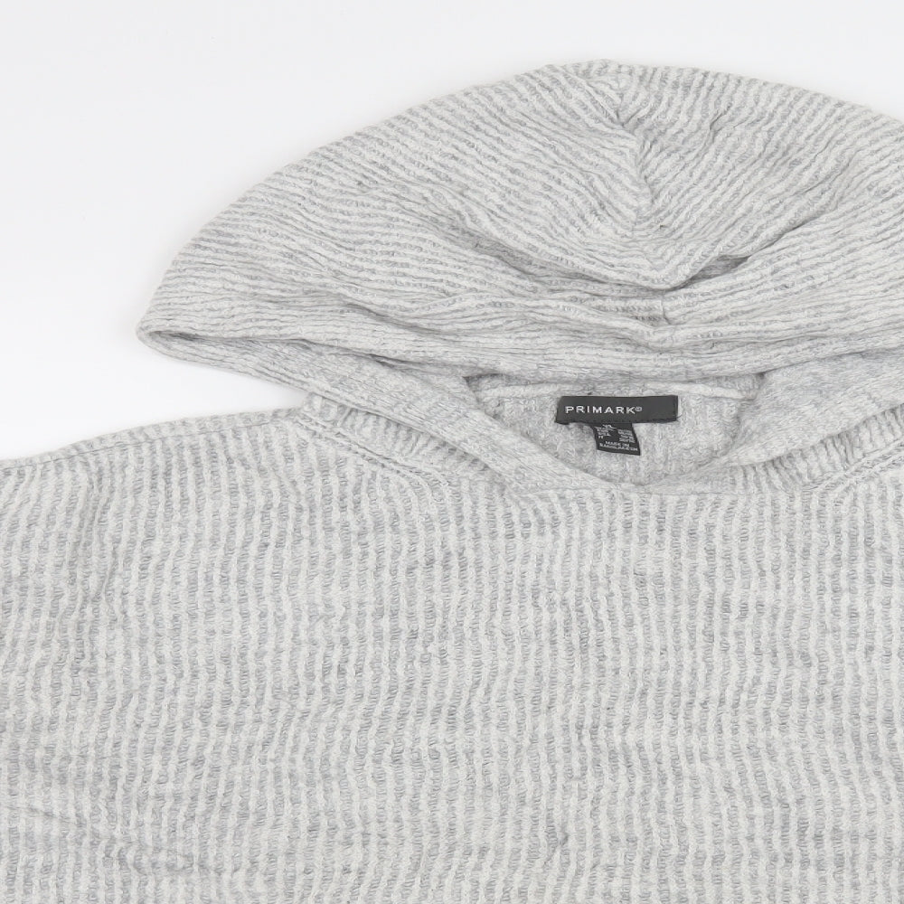 Primark Womens Grey Striped Knit Pullover Hoodie Size 18