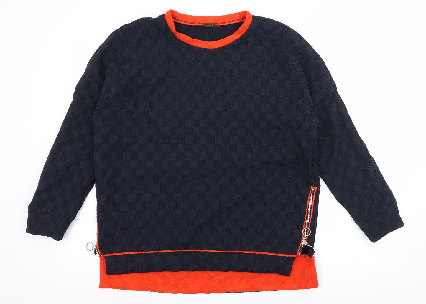 Zara Mens Blue Geometric Jersey Pullover Sweatshirt Size M