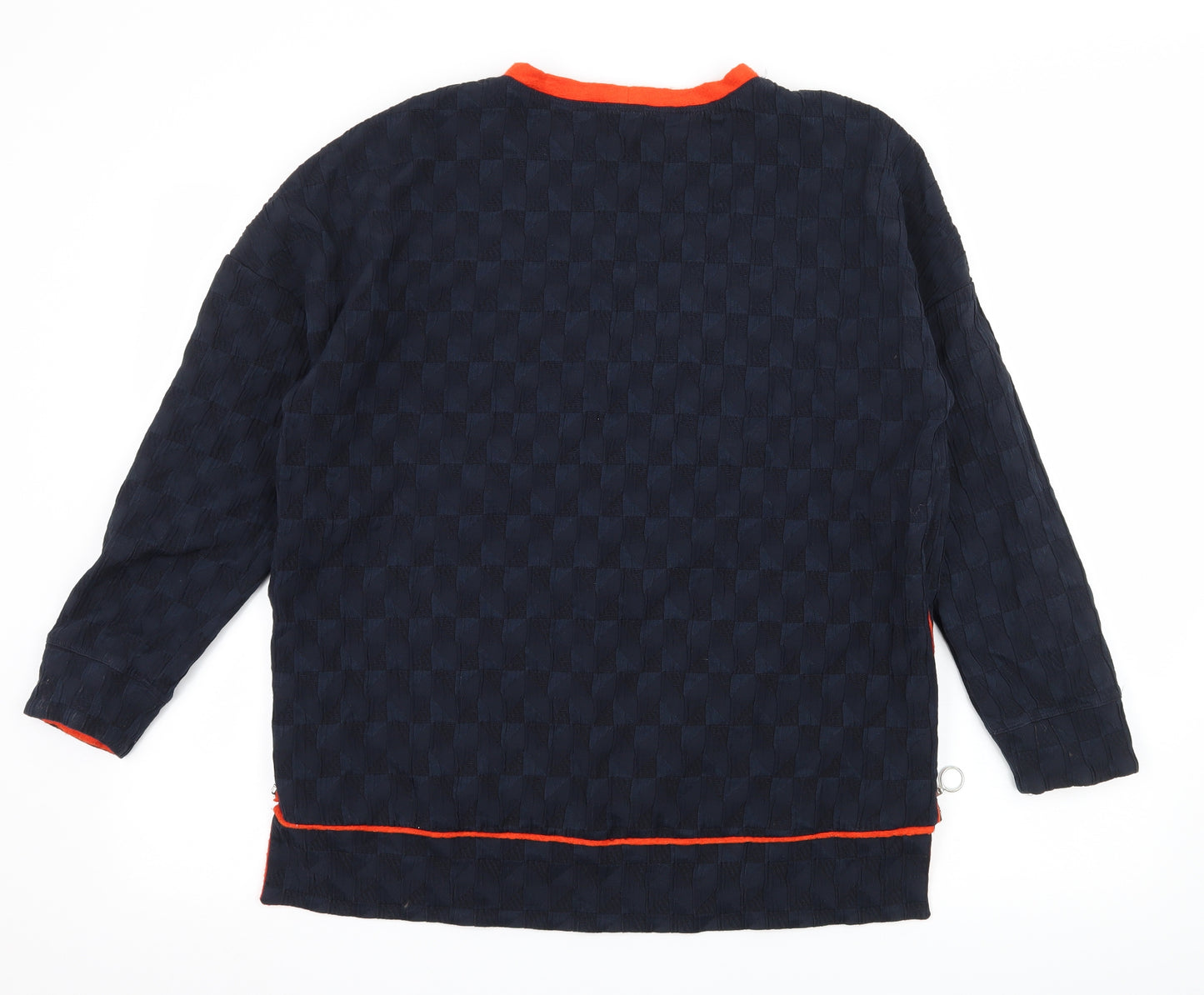 Zara Mens Blue Geometric Jersey Pullover Sweatshirt Size M