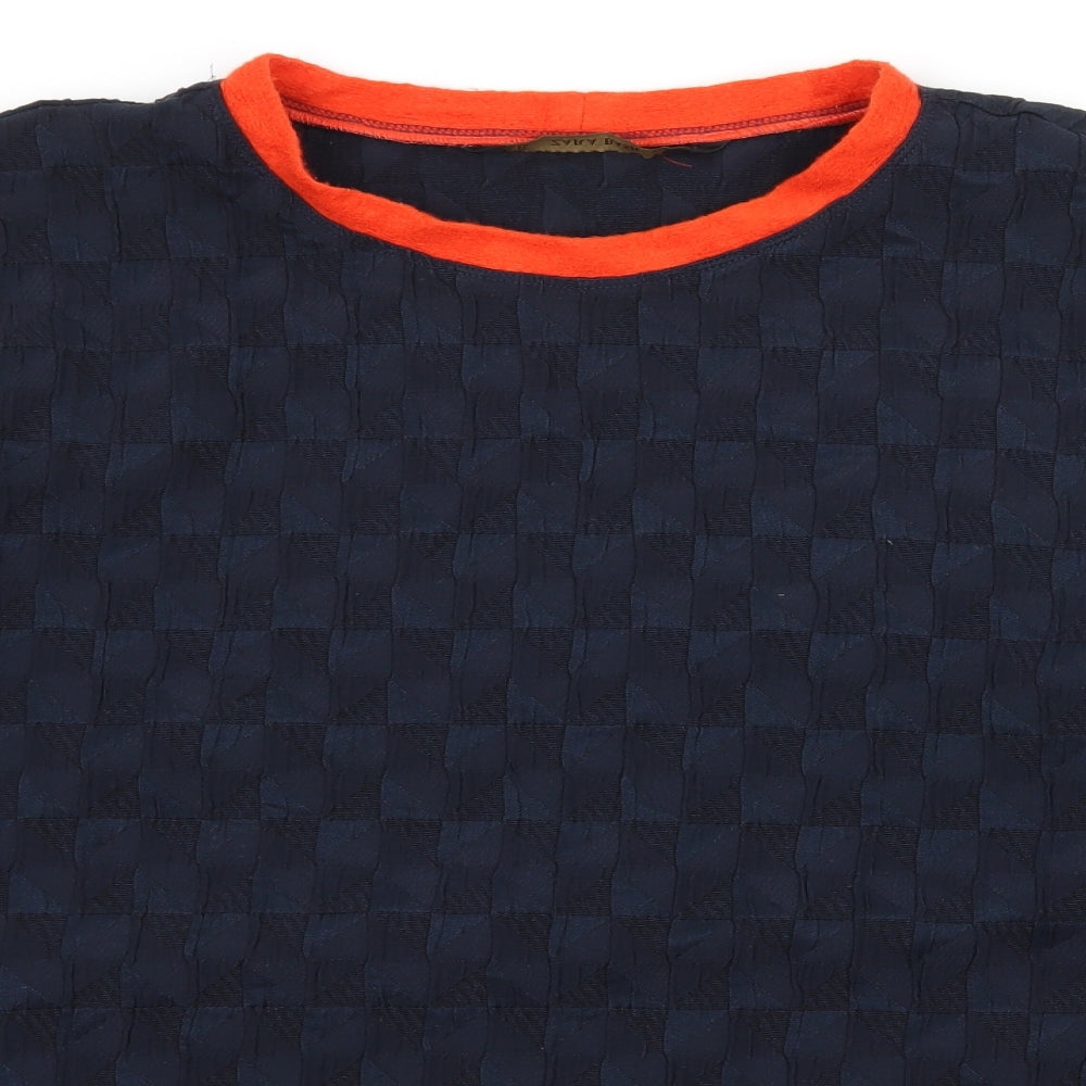 Zara Mens Blue Geometric Jersey Pullover Sweatshirt Size M