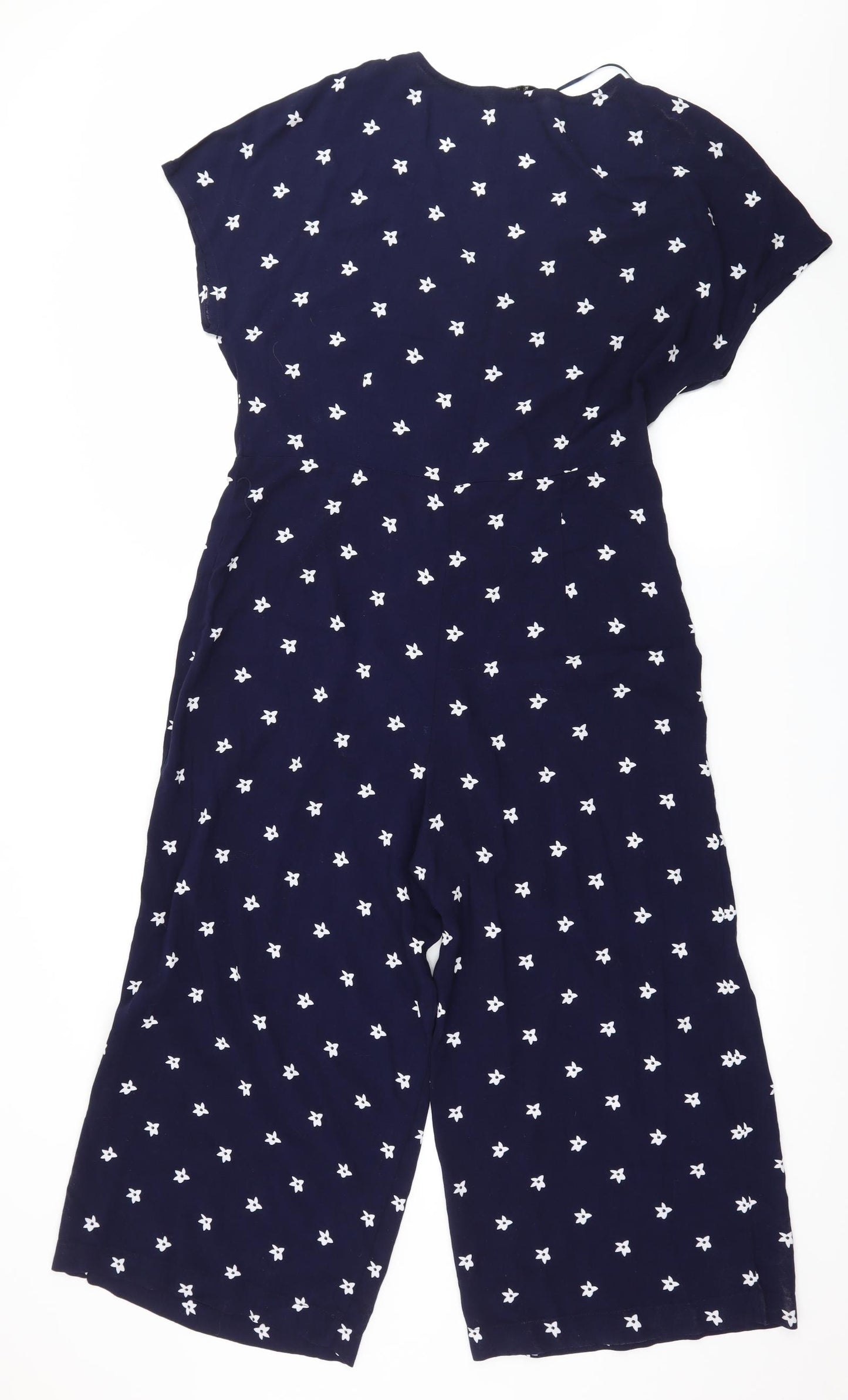 TU Womens Blue Floral  Jumpsuit One-Piece Size 12 L21 in