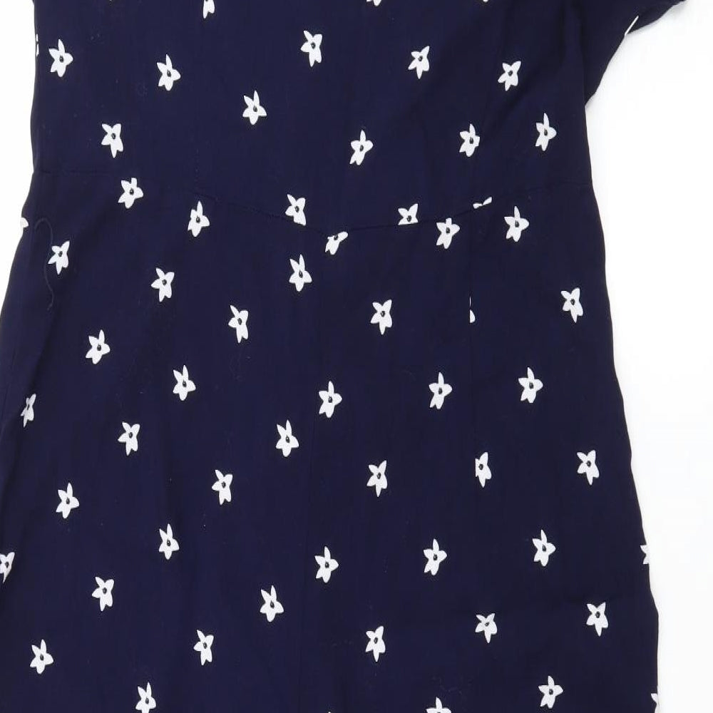 TU Womens Blue Floral  Jumpsuit One-Piece Size 12 L21 in