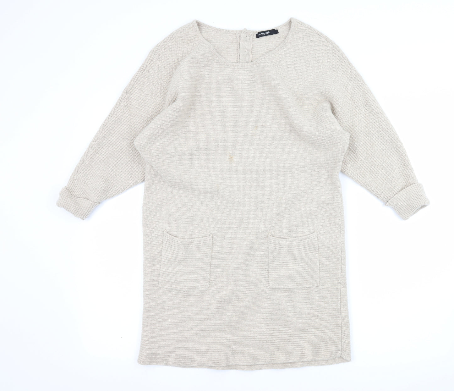 Marks and Spencer Womens Beige  Knit Jumper Dress  Size 14