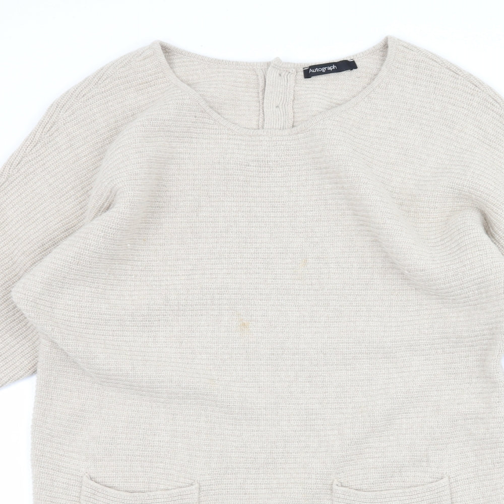 Marks and Spencer Womens Beige  Knit Jumper Dress  Size 14