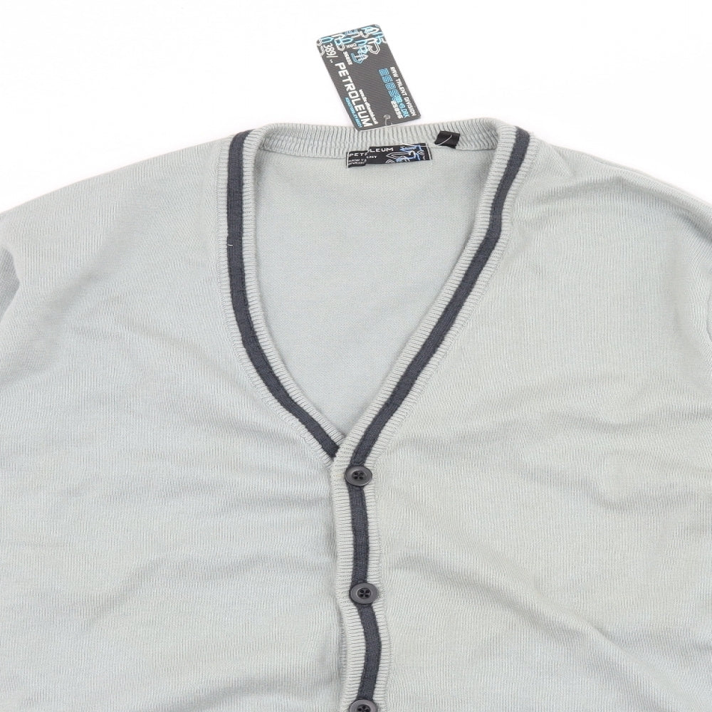 Petroleum Mens Blue  Knit Cardigan Jumper Size 2XL