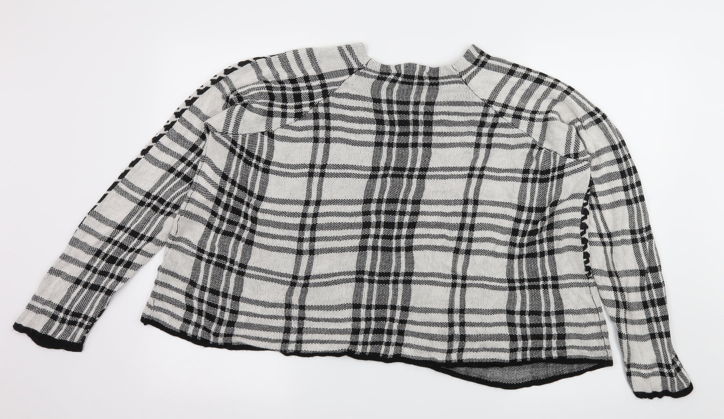 TU Womens White Houndstooth Knit Pullover Jumper Size 14