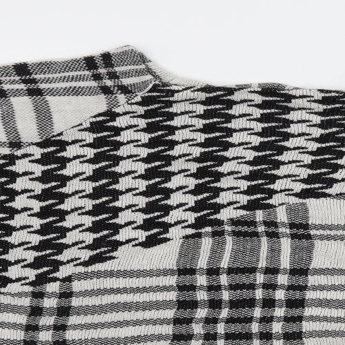 TU Womens White Houndstooth Knit Pullover Jumper Size 14