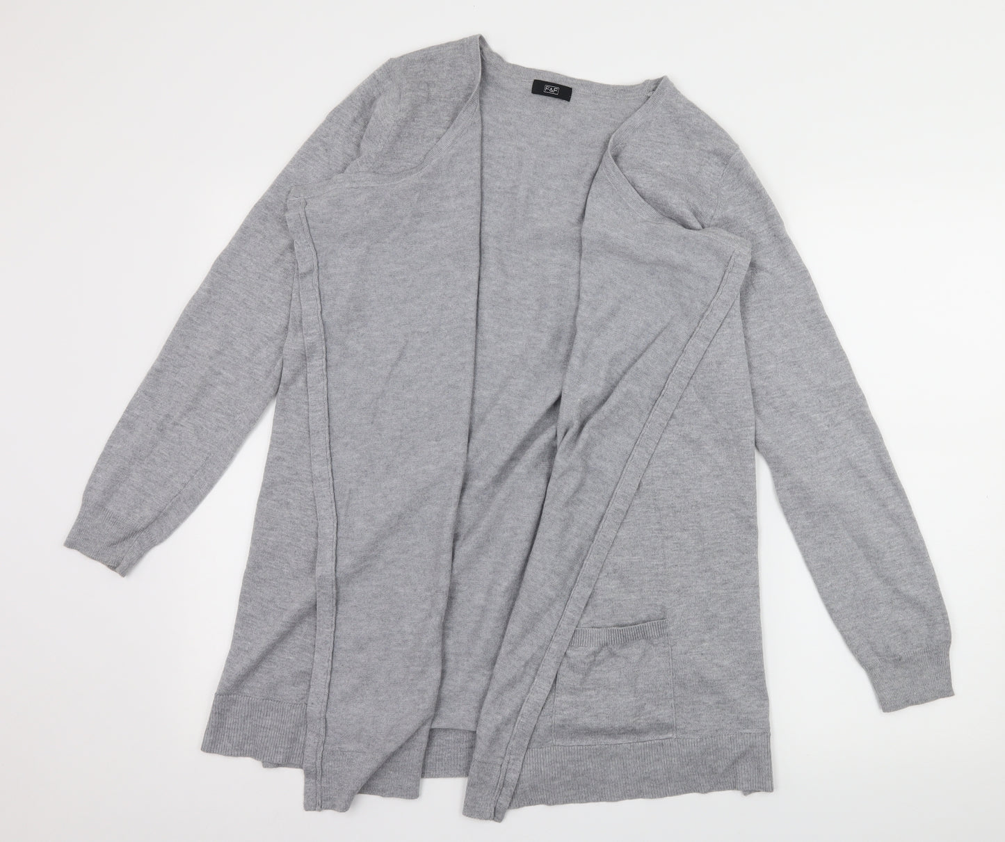 F&F Womens Grey  Knit Cardigan Jumper Size 14