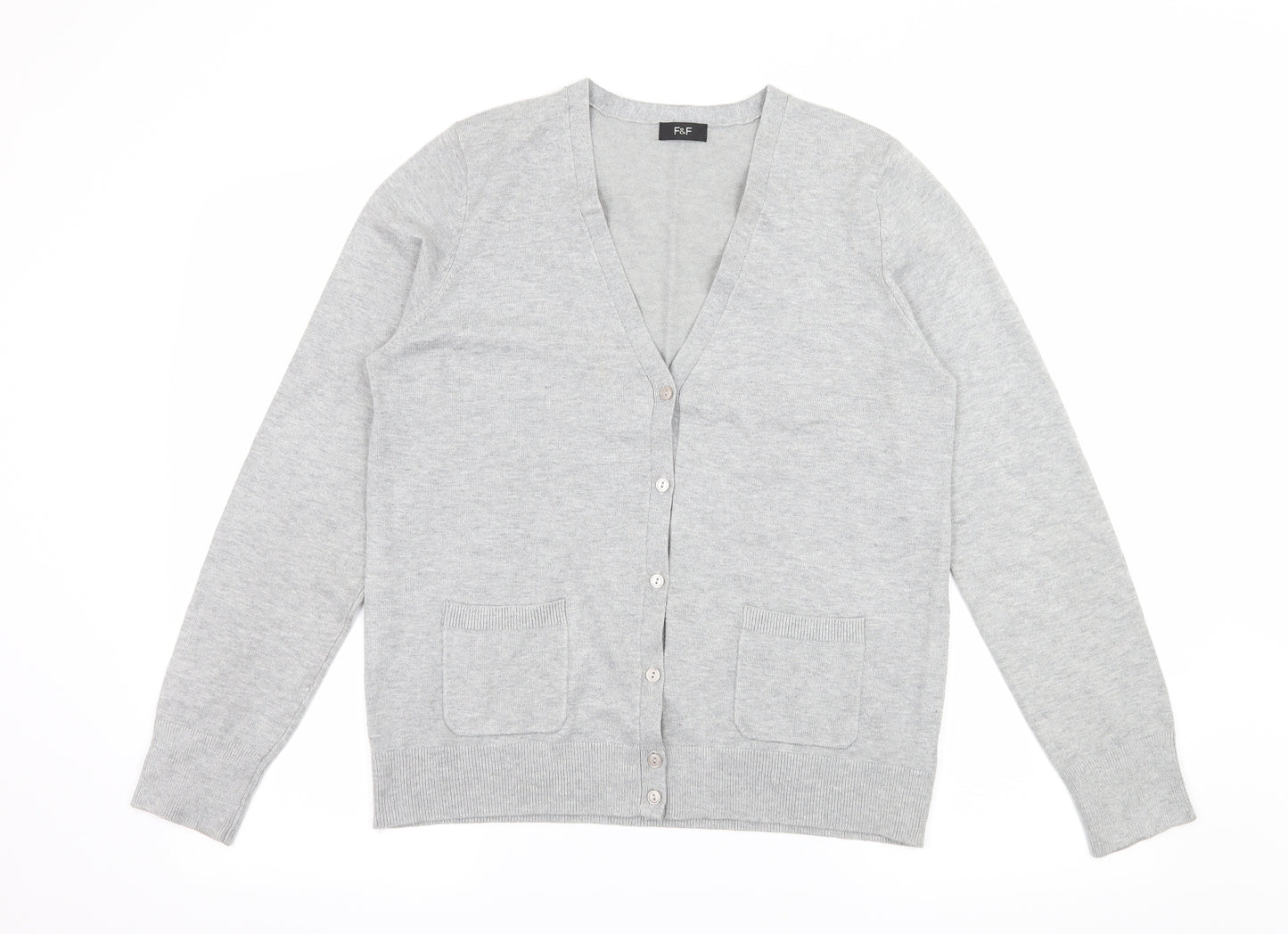 F&F Womens Grey  Knit Cardigan Jumper Size 14