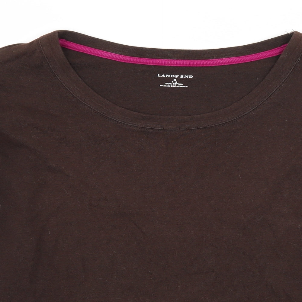Lands' End Womens Brown  Jersey Basic T-Shirt Size S