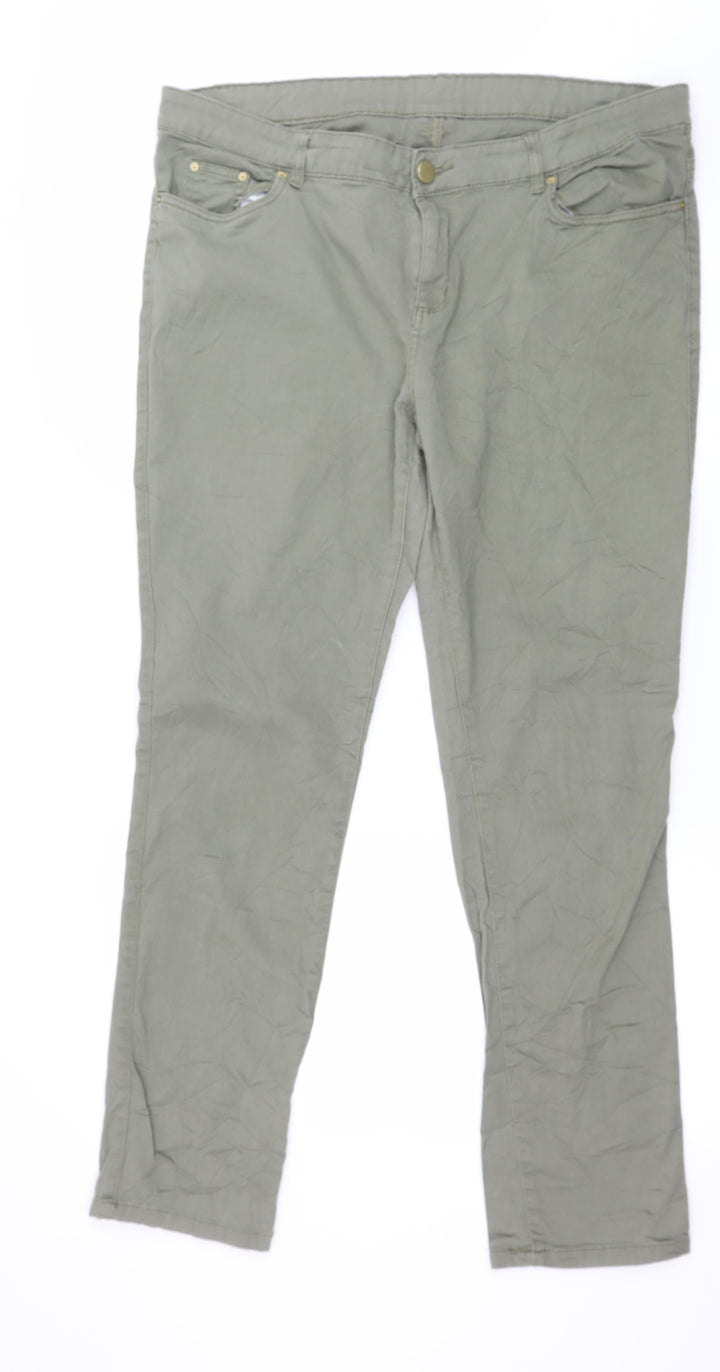 Preworn Womens Green  Denim Straight Jeans Size 38 in L30 in