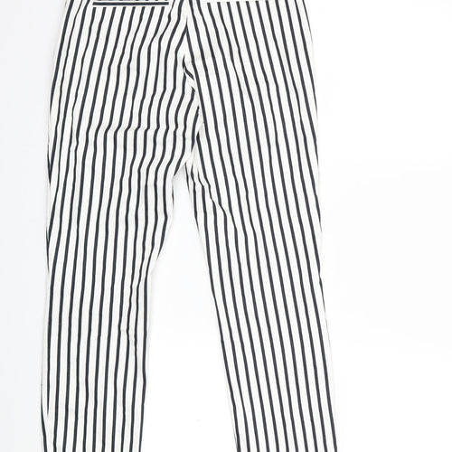 H&M Womens White Striped  Trousers  Size 10 L27 in