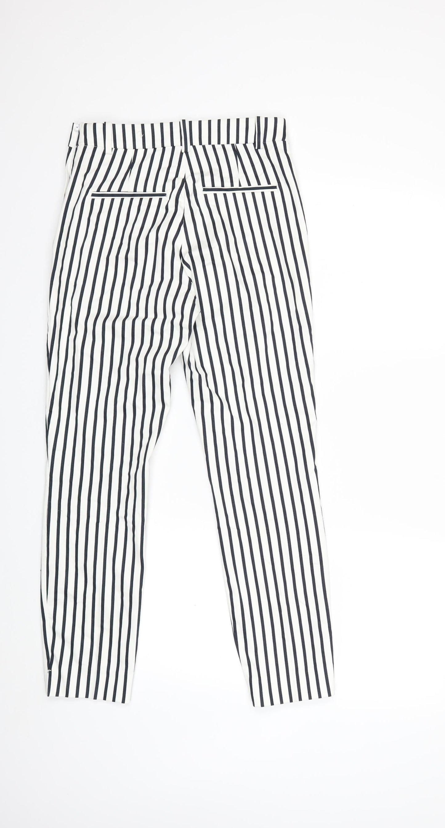 H&M Womens White Striped  Trousers  Size 10 L27 in