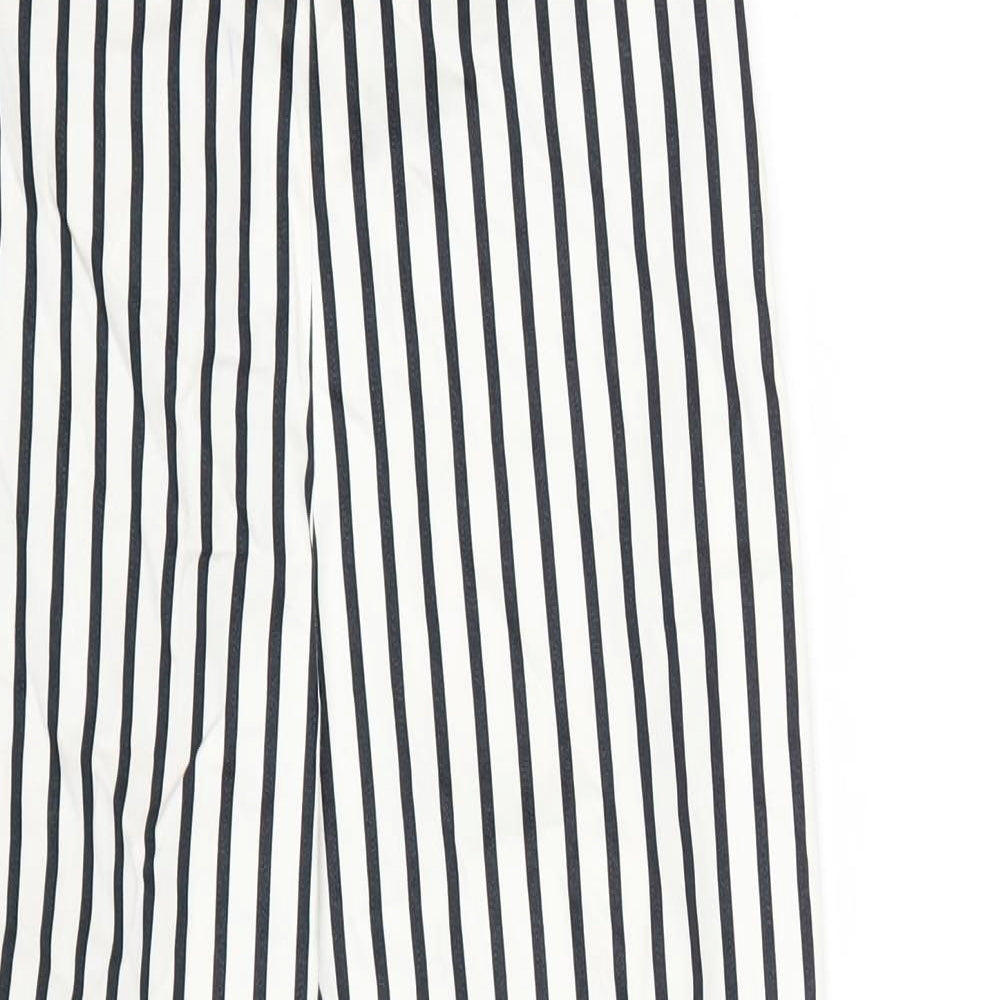 H&M Womens White Striped  Trousers  Size 10 L27 in