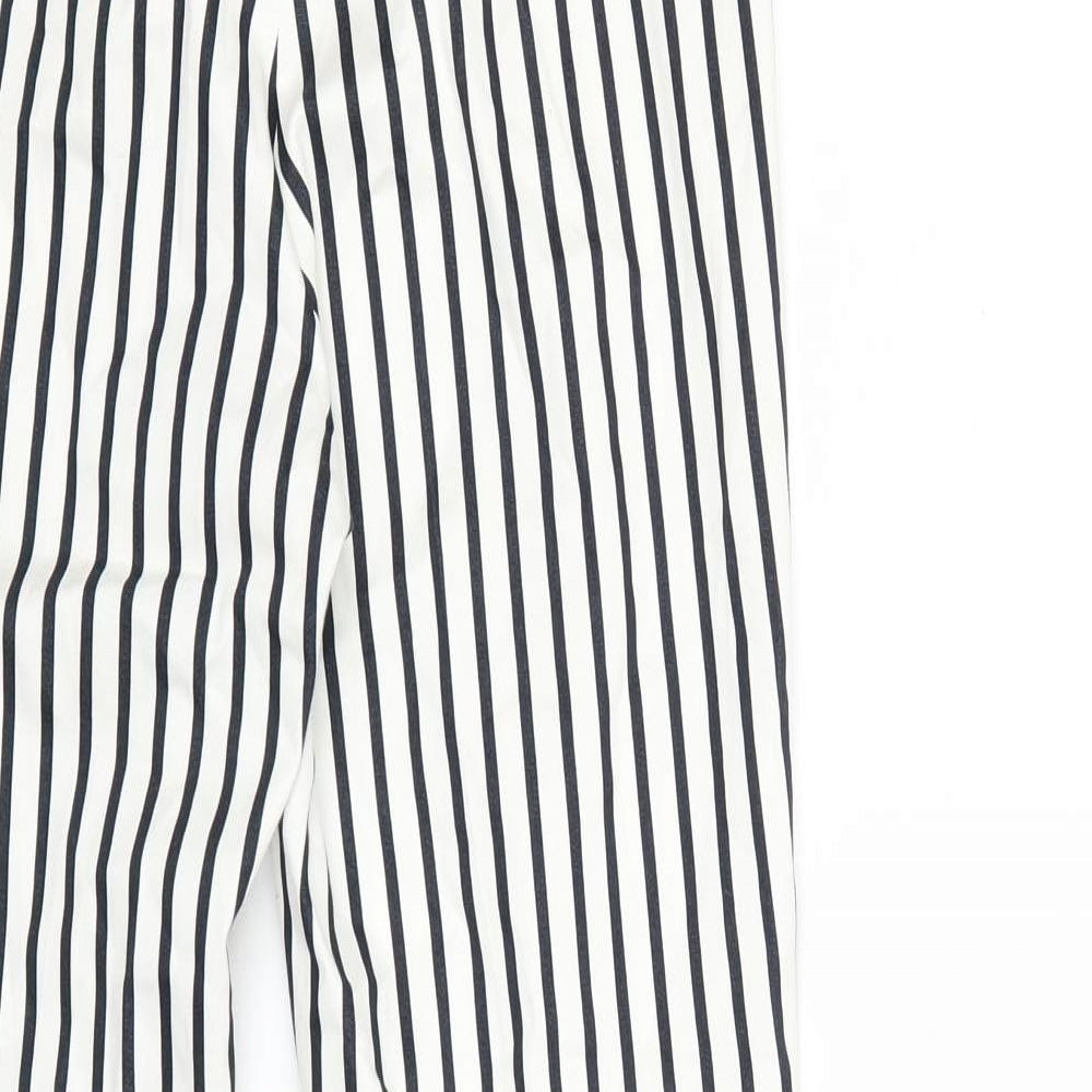 H&M Womens White Striped  Trousers  Size 10 L27 in
